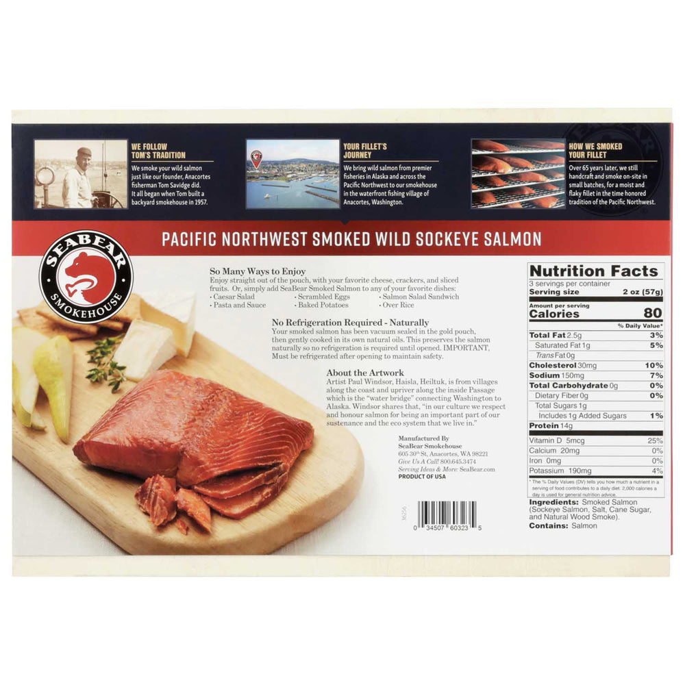 SeaBear's Smokehouse Pacific Northwest Smoked Wild Sockeye Salmon Totem Gift Box
