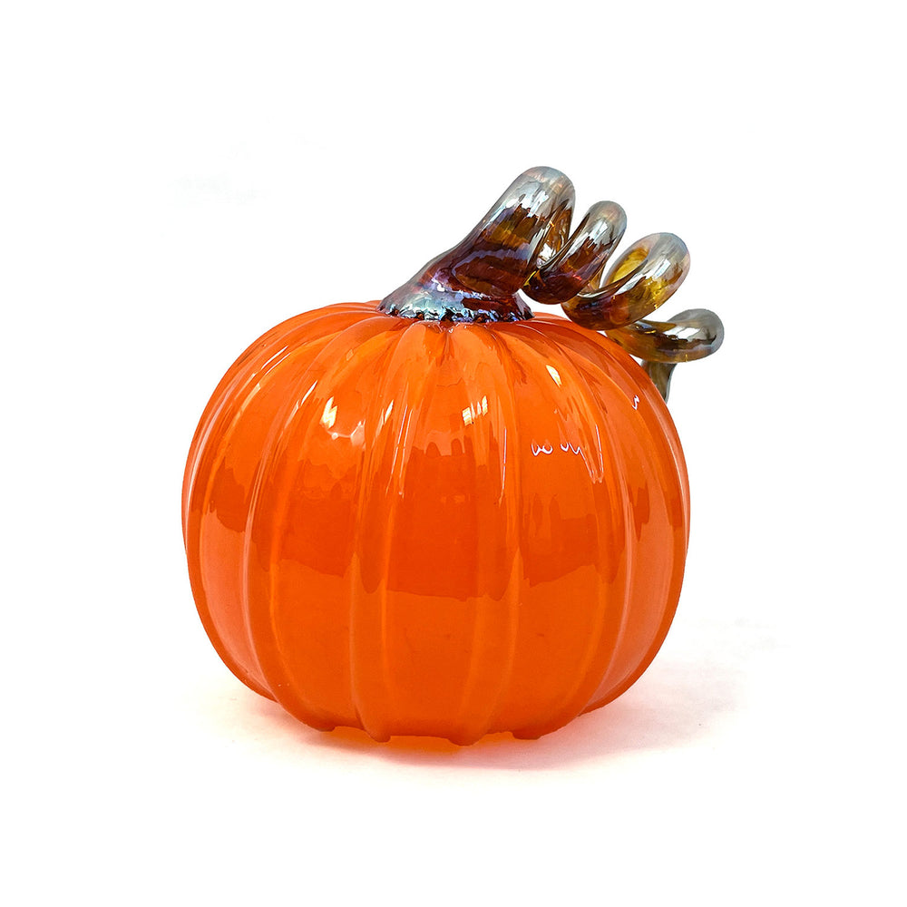 Island Art Glass Orange Mini-Pumpkin | Made In Washington | Pumpkin Patch Décor