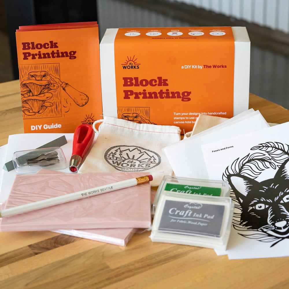 The Works Seattle Block Printing Stamp Kit | Made In Washington | DIY Stamps