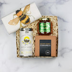 Tea and Honey PNW Gift Set | Made In Washington | Local Gifts For Teatime | Tea, Honey, Caramels & Tea Towel Gift Set