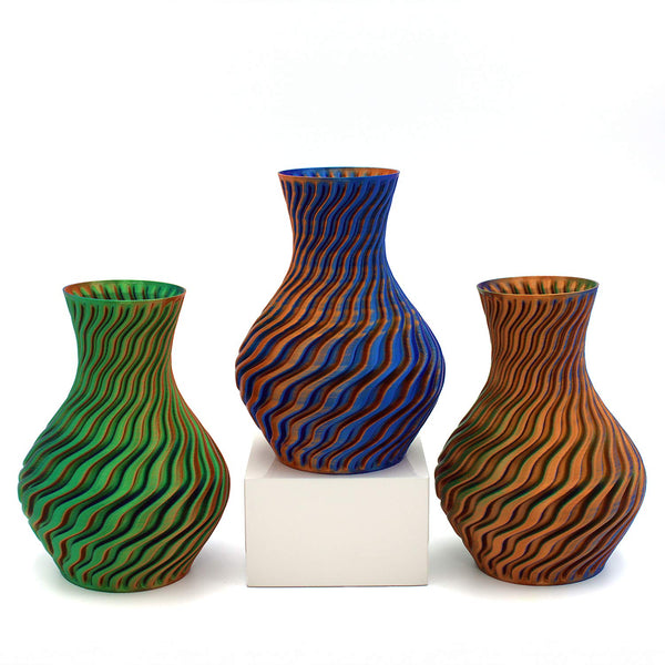 Dragon Vase Green Burnt Orange Blue 6 inch