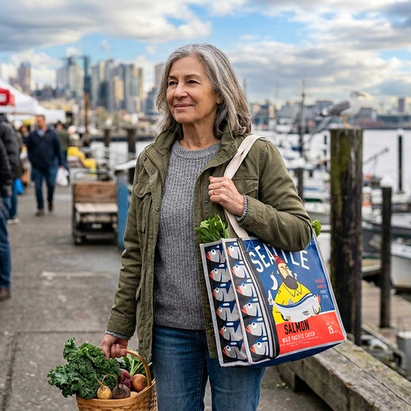 Seattle Salmon Can Wide Tote Bag | Made In Washington