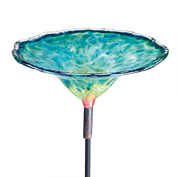 Island Art Glass Green & Blue Cloud Birdbath | Made In Washington Garden Gifts |  Birdbaths for Birdlovers