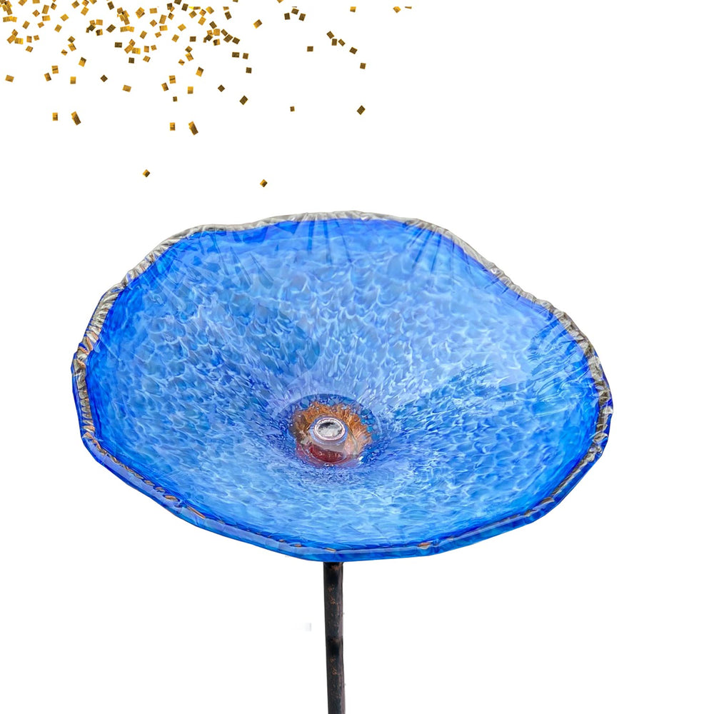 Island Art Glass Blue Lace Birdbath | Made In Washington | Gifts for Birdlover s