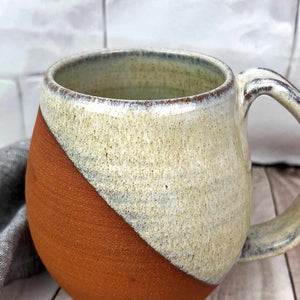 Fern Street Pottery Angle Dipped Speckled White Mug | Made In Washington | Local Gifts From Indianola, Washington