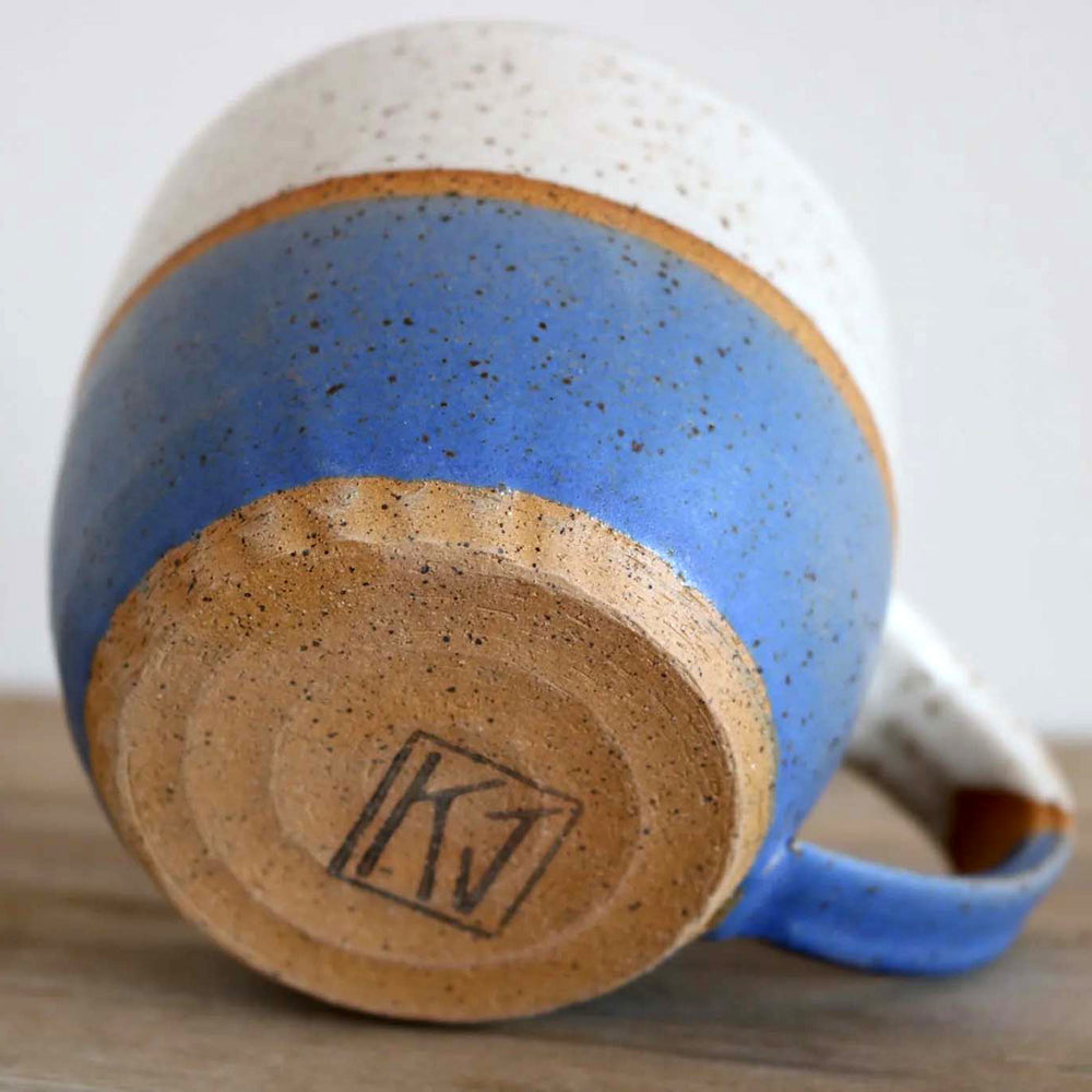 KJ Pottery White and Cobalt Mug | Made In Washington | Coffee & Tea Mugs