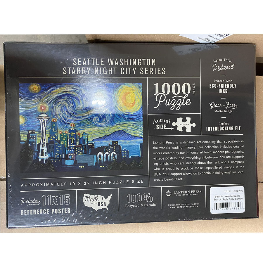 Lantern Press Puzzle Seattle Skyline Starry Night | Made In Washington Gifts | Gifts For Puzzle Fanatics