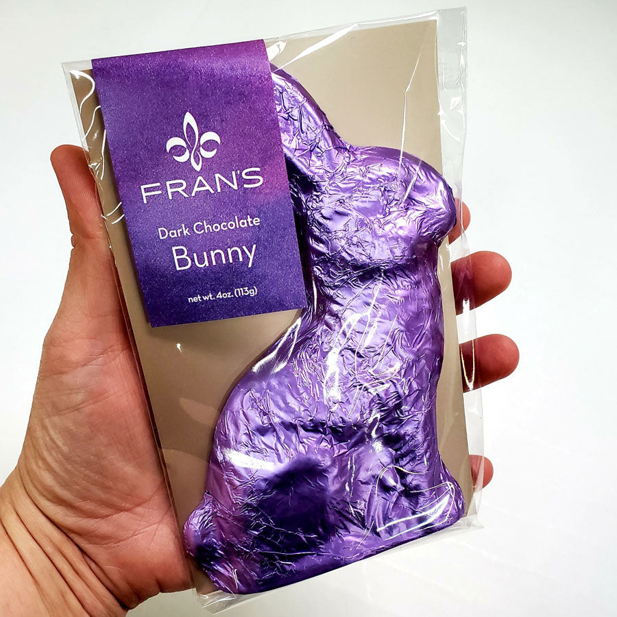 Fran's Chocolate Dark Chocolate Easter Bunny Lilac Foil | Washington State