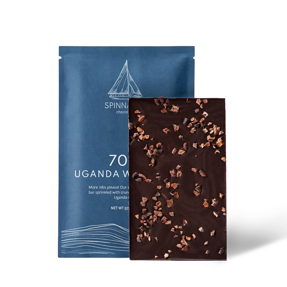 Spinnaker Chocolate Bar 70% Uganda with Nibs | Made In Washington