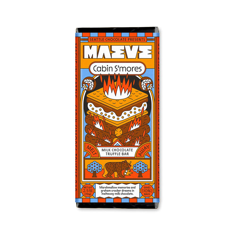 Maeve Gourmet Chocolate Cabin S'mores Truffle Bar | Made In Washington | PNW Candy Bar | Local Gifts From Seattle 