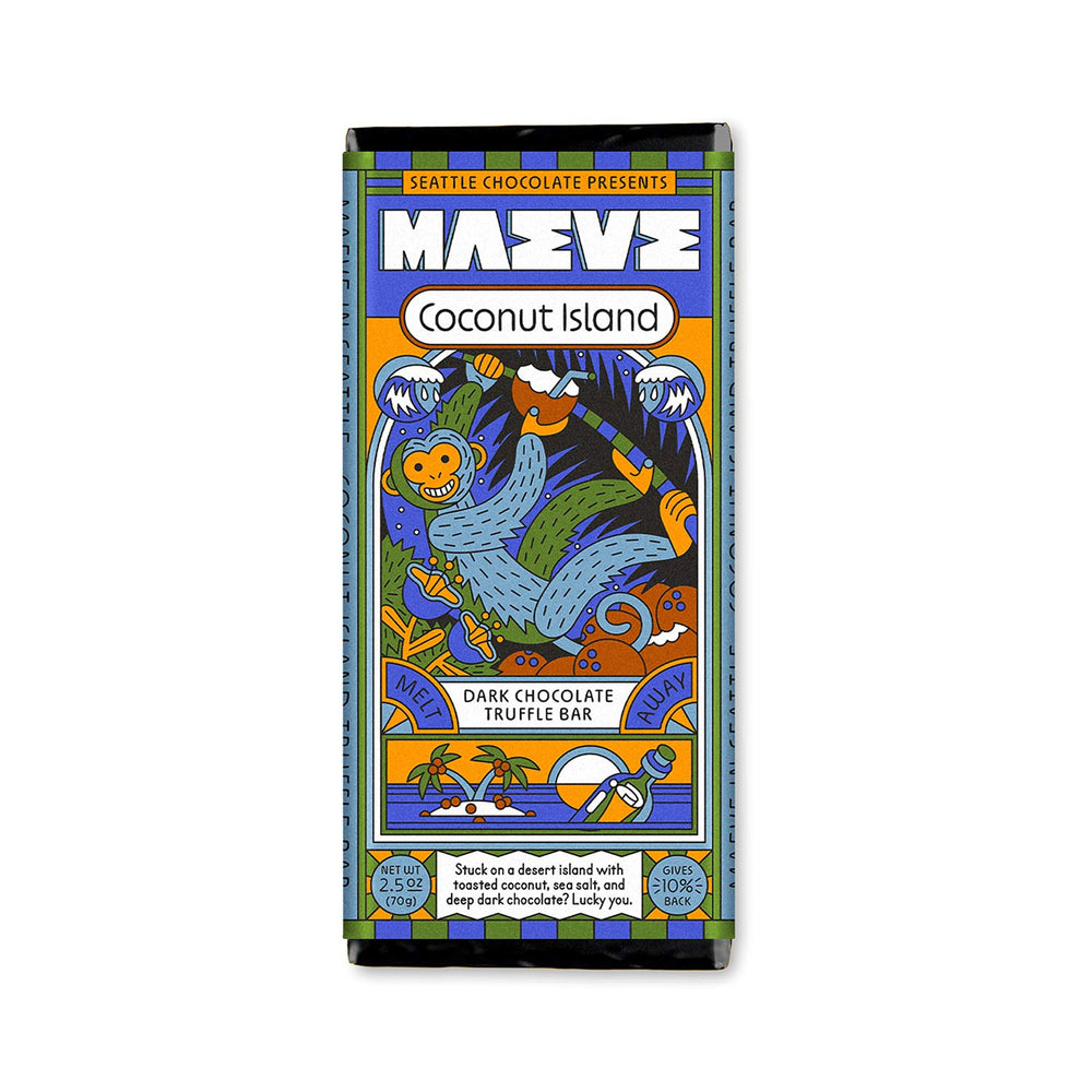 Maeve Coconut Island Truffle Bar | Made In Washington | Locally Made Chocolate Bars | Chocolate Gifts