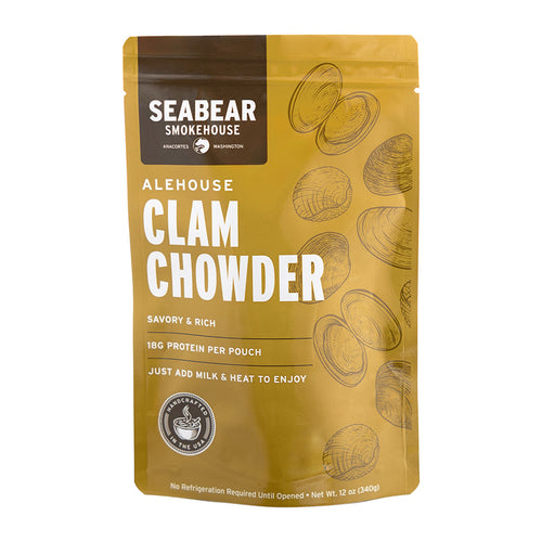 Seabear Smokehouse Alehouse Clam Chowder package on a white background | Made In Washington | Local Gift From The PNW