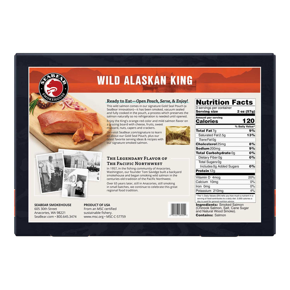 SeaBear Smoked Wild King Salmon 6oz | Made In Washington | Seafood Gifts From The Northwest