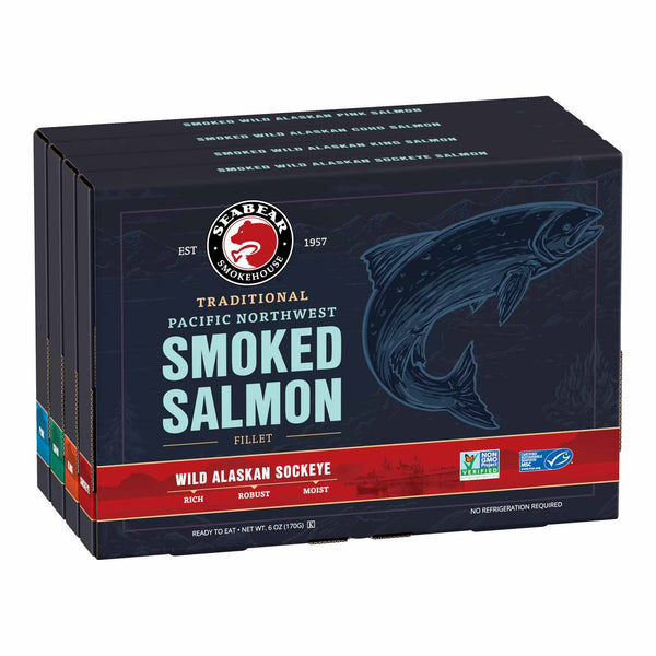 SeaBear Smoked Wild Salmon Quartet | Made In Washington | Local Seafood Gifts | Gifts From The Pacific Northwest