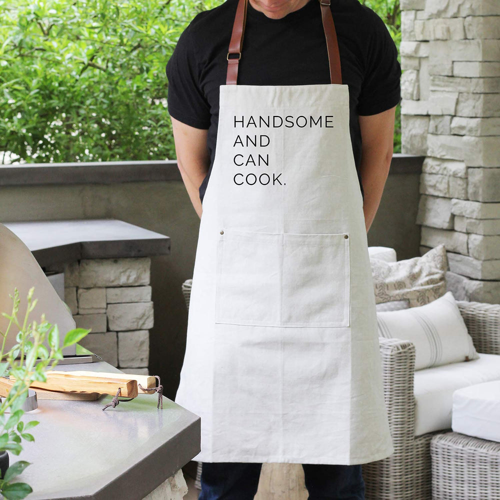 
            
                Load image into Gallery viewer, Porter Lane Home Dad&amp;#39;s Day Apron Handsome &amp;amp; Can Cook | Made In Washington | Chef Apron For Men
            
        