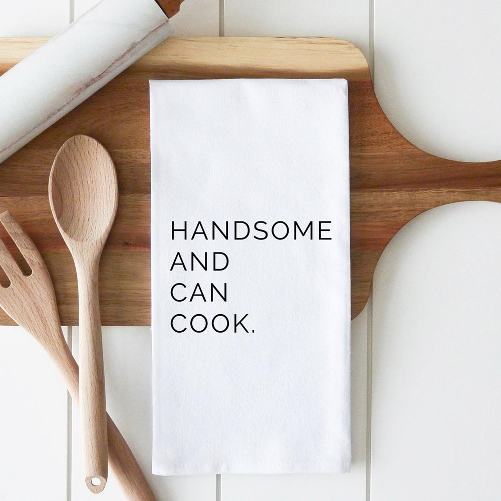
            
                Load image into Gallery viewer, Porter Lane Home Dad Towel Handsome &amp;amp; Can Cook | Made In Washington | Locally Made Father&amp;#39;s Day Gifts
            
        