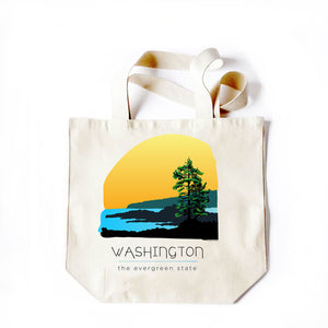 
            
                Load image into Gallery viewer, Potluck Press Washington The Evergreen State Tote Bags | Made In Washington
            
        
