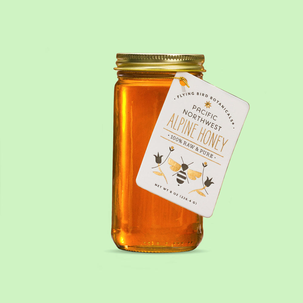 
            
                Load image into Gallery viewer, Flying Bird Botanicals Pacific NW Alpine Honey | Made in Washington | Mt Baker Honey
            
        
