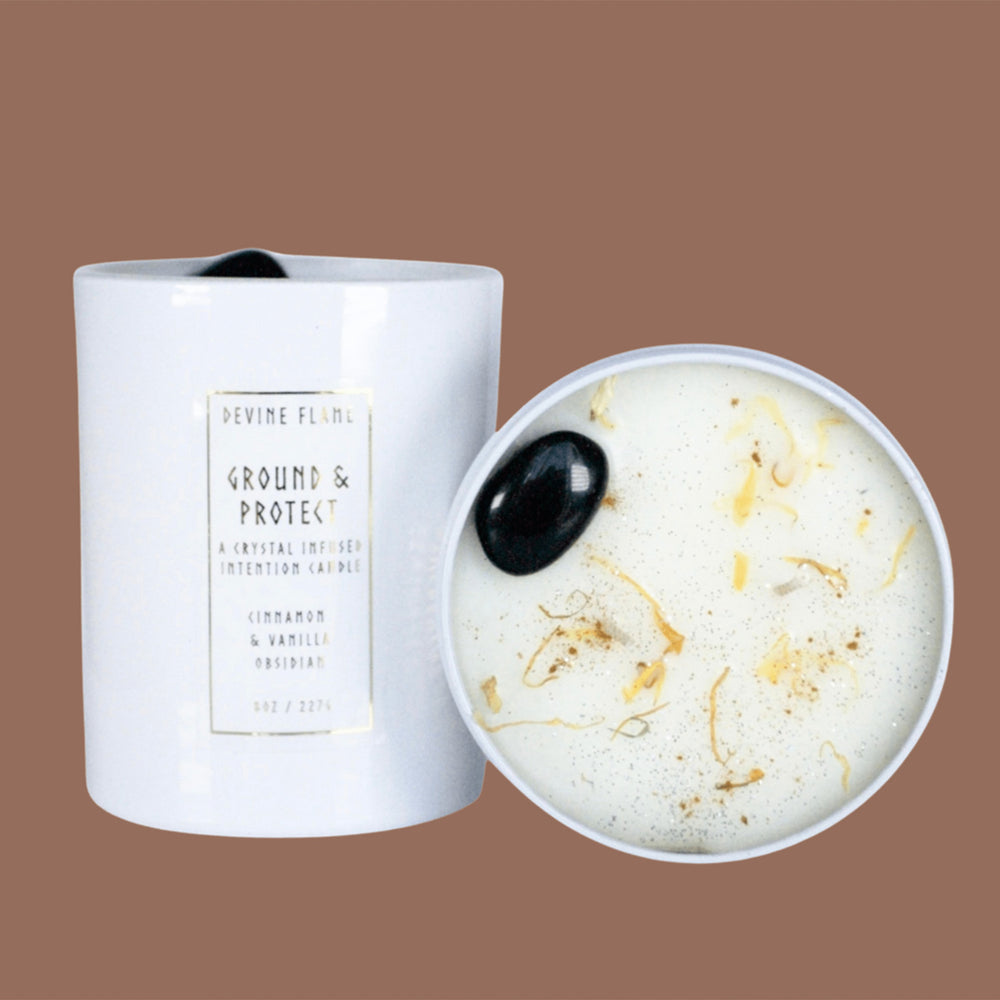 Devine Flame Ground & Protect Cinnamon Candles | Made In Washington | Awaken Your Chakras | Gifts For Meditating