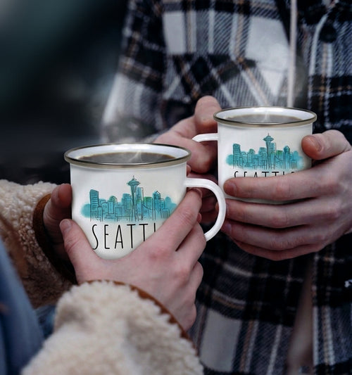 Potluck Press - Seattle Enamel Mug | Made In Washington | Local Souvenir Mugs