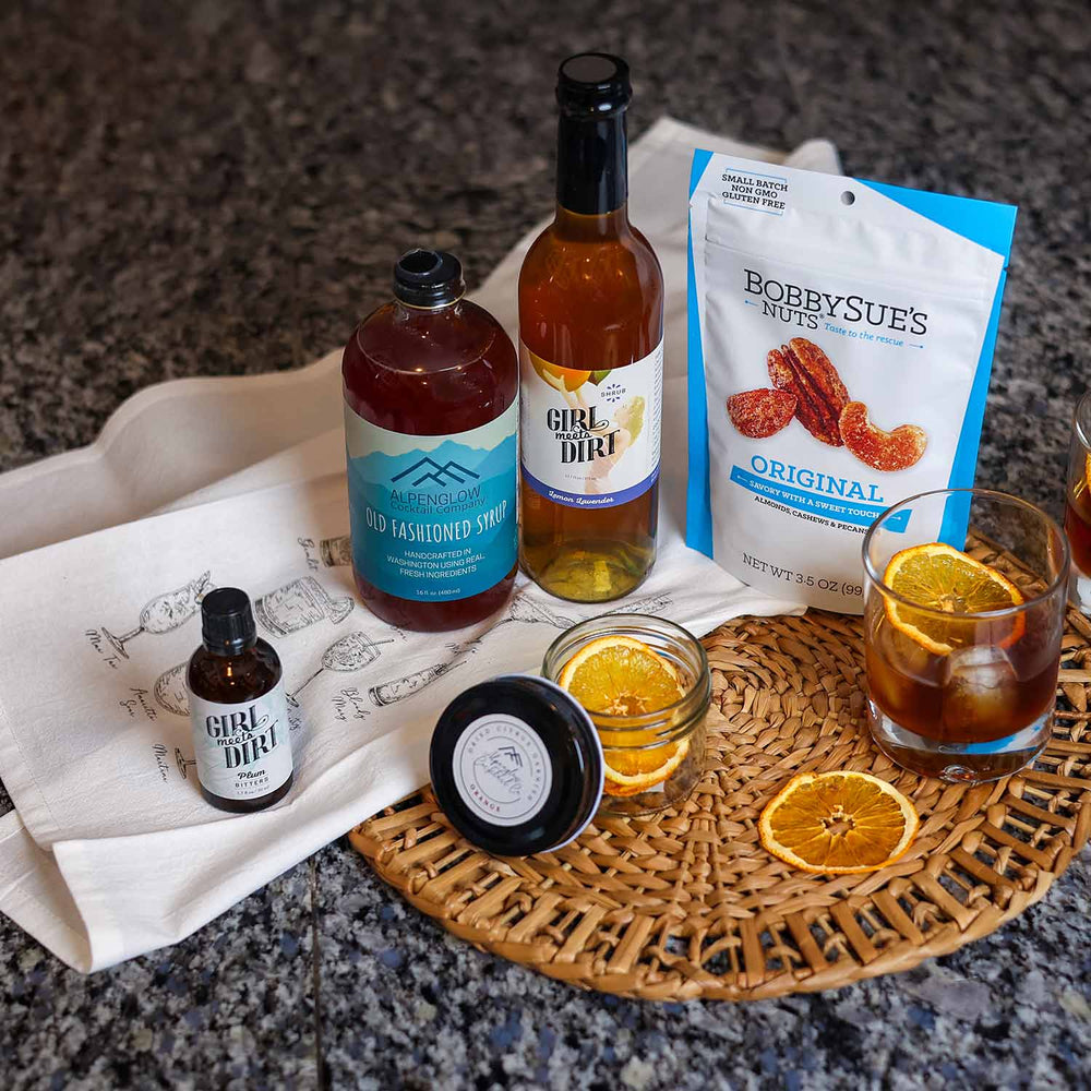 Cocktail Hour Gift Set | Made In Washington | Home Bartender Gifts | Local Old Fashioned Cocktail Mixers Kit | Happy Hour In A Box
