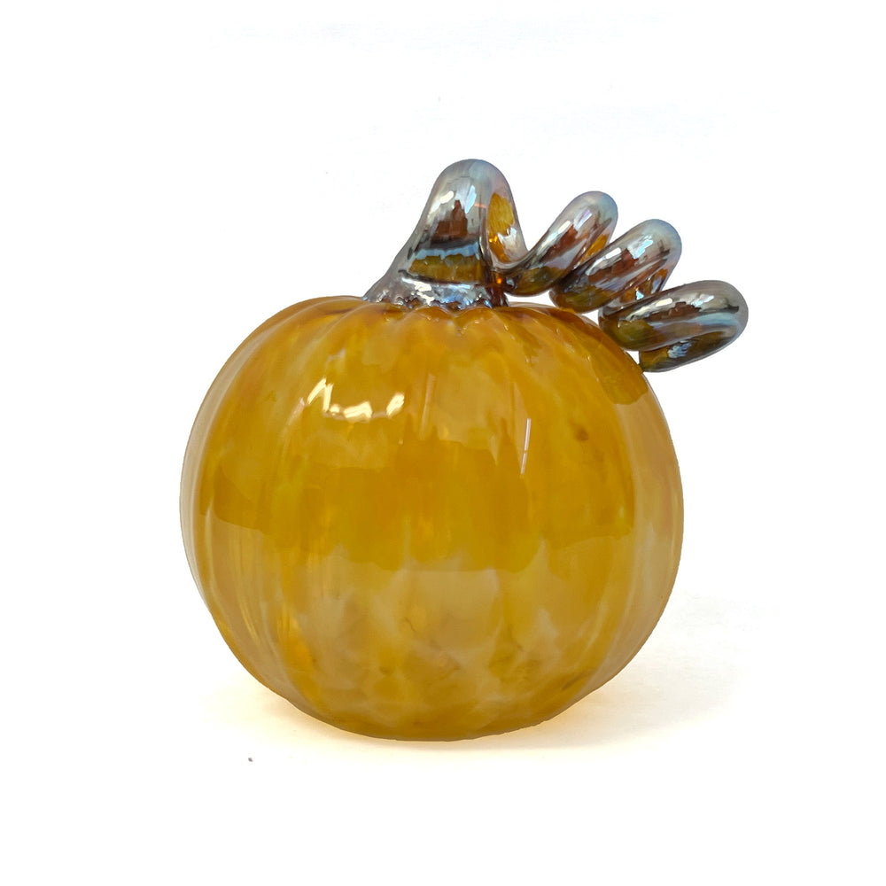 Island Art Glass Amber Mini Pumpkin | Made In Washington | Fall Pumpkin Patch Décor