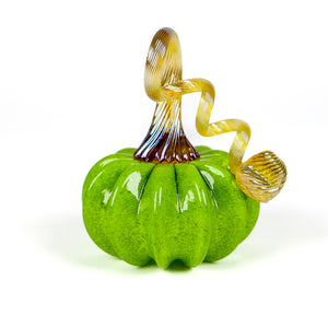 Jesse Kelly Blown Glass Festive Green Pumpkin | Made In Washington | Mini Pumpkins