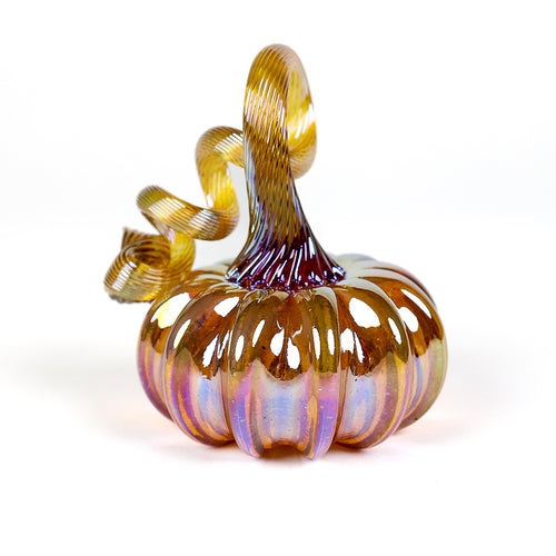 Jesse Kelly Blown Glass Golden Fire Pumpkin | Made In Washington | Mini Pumpkins