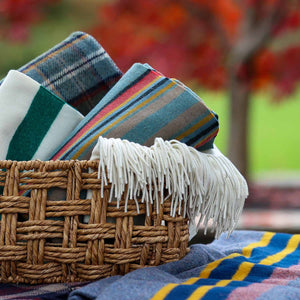 Pendleton 5th Ave Merino Throw Green Heather | Made In Washington | Cozy Blanket Throws | Locally Made