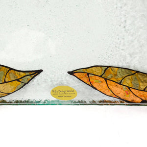 Fiala Design Works Golden Leaf Glass Platter | Made In Washington | Locally Painted Glass Plate