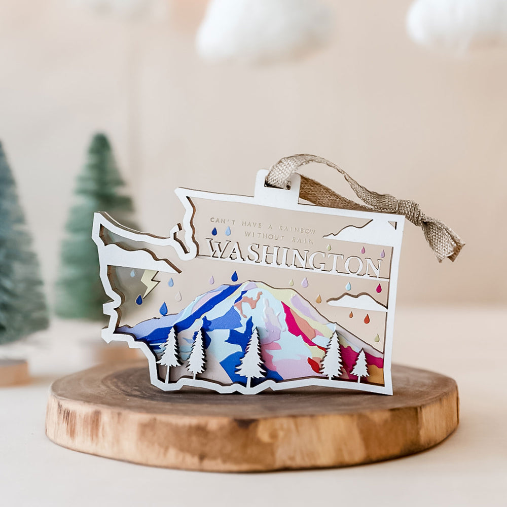 
            
                Load image into Gallery viewer, Maison Arbor Washington State Rainbow Ornament | Made In Washington | Christmas Gifts
            
        