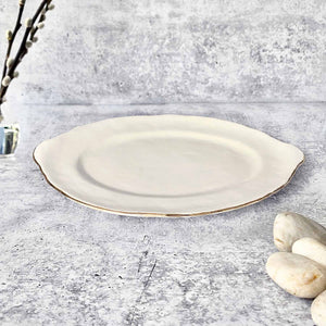 
            
                Load image into Gallery viewer, Pottery By Eleni Ellie Medium Platter | Made In Washington | Locally Handmade Serving Platter With Gold Trim
            
        
