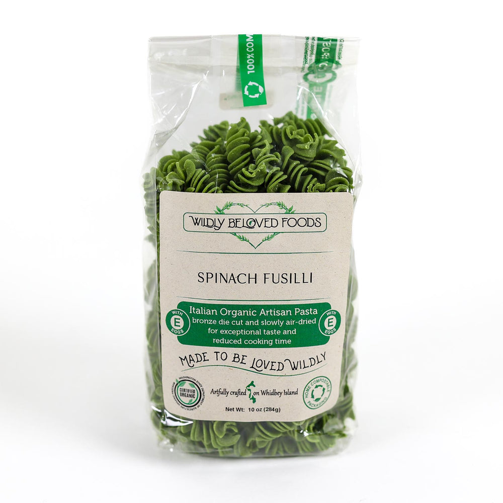 Wildly Beloved Foods Organic Spinach Fusilli Pasta | Made in Washington | Artisan Italian Dried Pasta