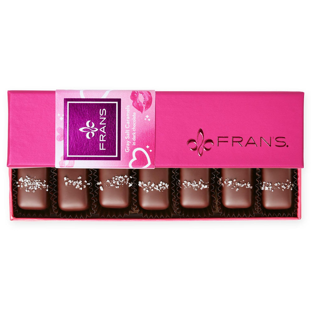 Fran's Chocolate Grey & Smoked Salt Caramels | Made In Washington | Valentine Box of Chocolate Covered Caramels