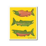Sketches By The Sea Salmon Swedish Dishcloth | Made In Washington | Planet Friendly Dish Towel