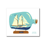 Sketches By The Sea Ship in A Bottle Swedish Dishcloth | Made In Washington | Locally Made  Dishtowels