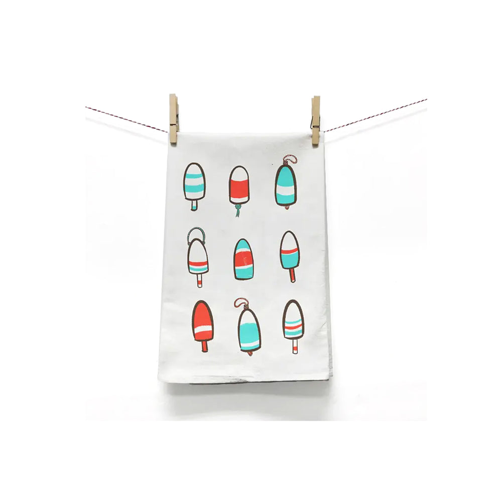 Sketches By The Sea Lobster Buoys Tea Towels | Made In Washington | Kitchen towels With A Nautical Theme