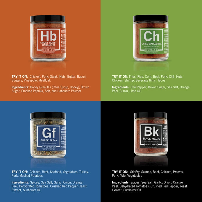 
            
                Load image into Gallery viewer, Spiceology BBQ Rub Gift Set 4 Glass Jars | Made in Washington | Home Cooked Meals
            
        