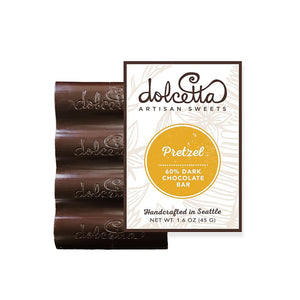 
            
                Load image into Gallery viewer, Dolcetta Dark Chocolate Pretzel Bar | Made In Washington | Candy Bar Lover Gifts
            
        