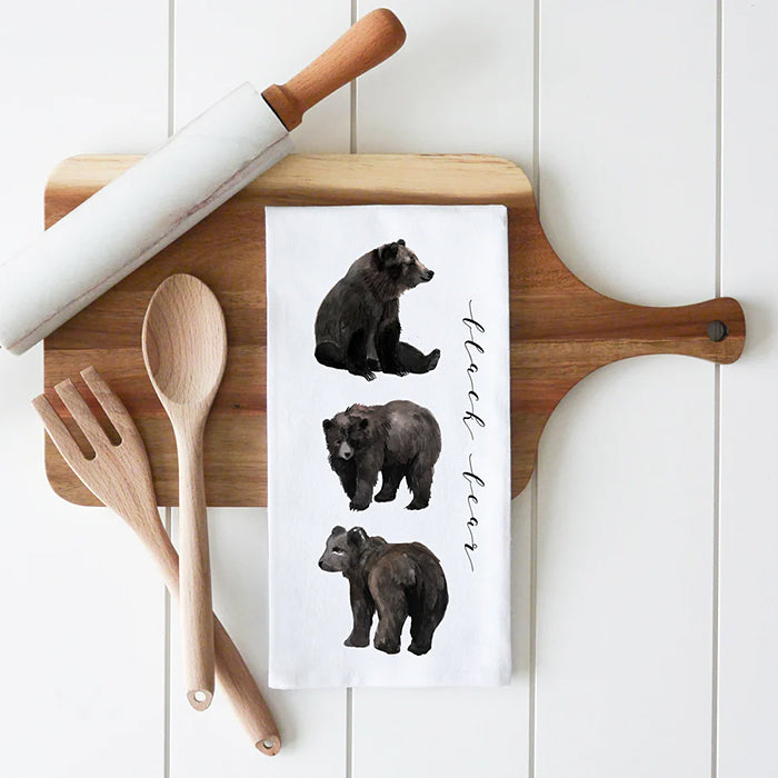 
            
                Load image into Gallery viewer, Porter Lane Home Black  Bears Tea Towel | Made In Washington | Housewarming Gifts
            
        