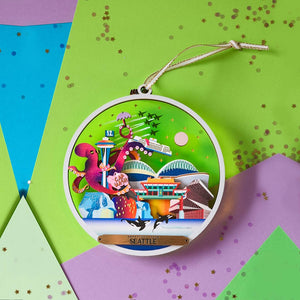 Maison Arbor Seattle Neon Party Ornament Mini Cityscape | Made In Washington | Locally Made