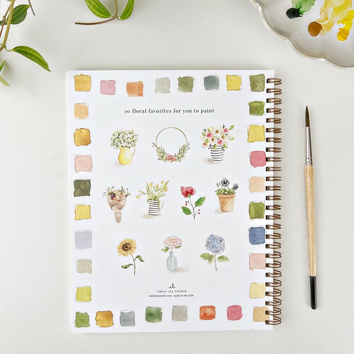 Emily Lex Studio Flowers Watercolor Workbook | Made In Washington  | Hobby Painting Gifts