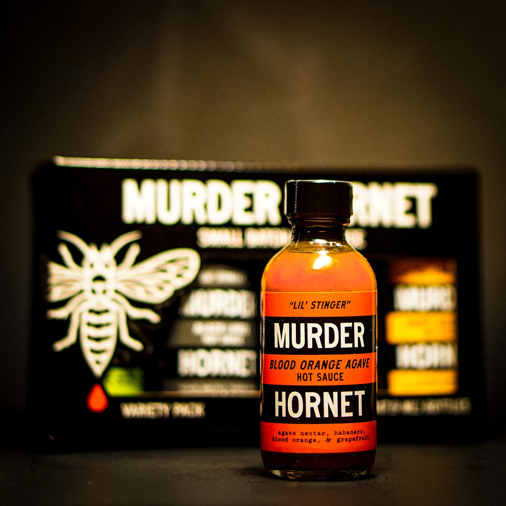 Lil' Stingers Murder Hornet Hot Sauce 4 Pack | Made In Washington | Little Stingers Variety Pack | Local Made Small Batch Hot Sauce Gifts