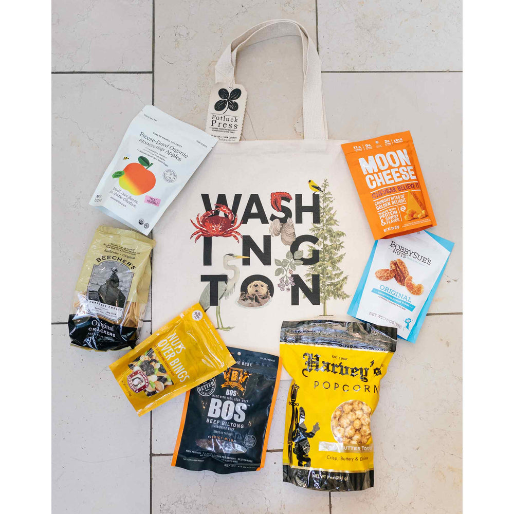 Washington Tote of Snacks | Made In Washington | Road Trip Snacks | Local Gifts From The Pacific Northwest