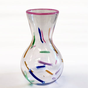 Resonant Glass Tidbit Vase Large Pink Rim |Made In Washington | Hand Blown Glass Vase