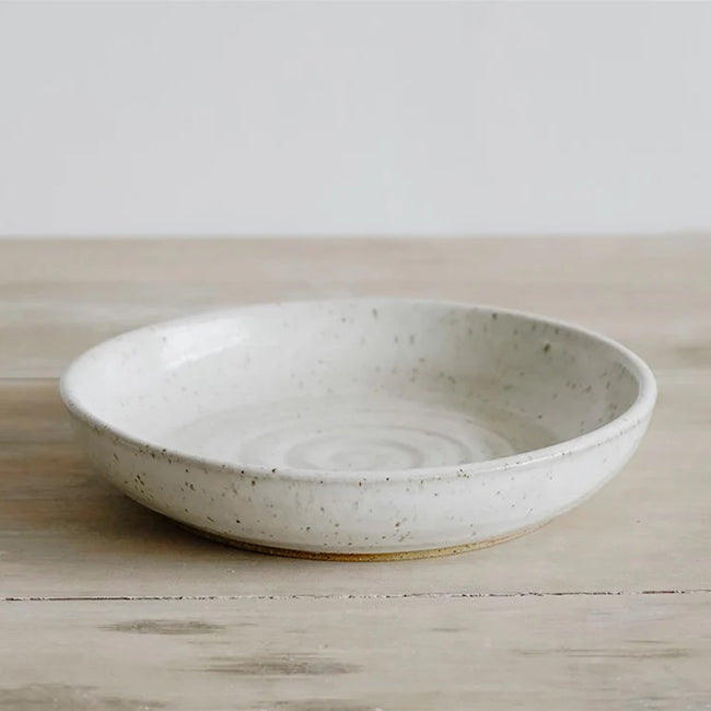 KJ Pottery Pasta Bowl Speckled White | Made In Washington | Glazed Rim Stoneware Pasta Bowl  | Locally Made