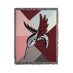 8th Generation Modern Hummingbird Cotton Throw Blanket | Made In Washington | PNW Native Blanket