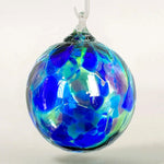 Glass Eye Studio Blue Mosaic Hand Blown Glass Ornament | Made In Washington | Round Ornaments