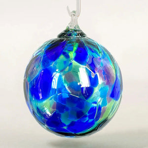 Glass Eye Studio Blue Mosaic Hand Blown Glass Ornament | Made In Washington | Round Ornaments