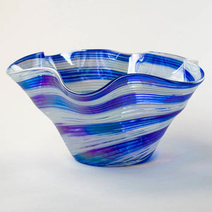 Glass Eye Studio Hand Blown Glass Wave Bowl Pacific Wave | Made In Washington | Mini Floppy Bowl | Small Ruffle Bowl